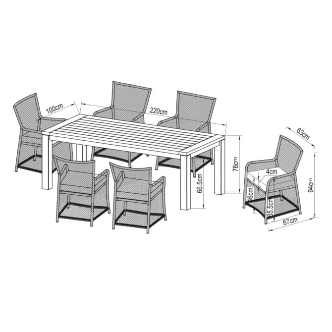 Conjunto de Jardín Chillvert Nápoles Madera y Resina 1 Mesa + 8 Sillones con Cojines - Imagen 4