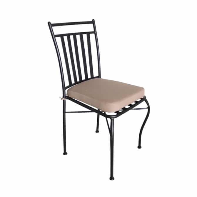 Silla de Jardín Chillvert Tivoli Acero 40,5x50,5x89 cm Apilable Negra con Cojín