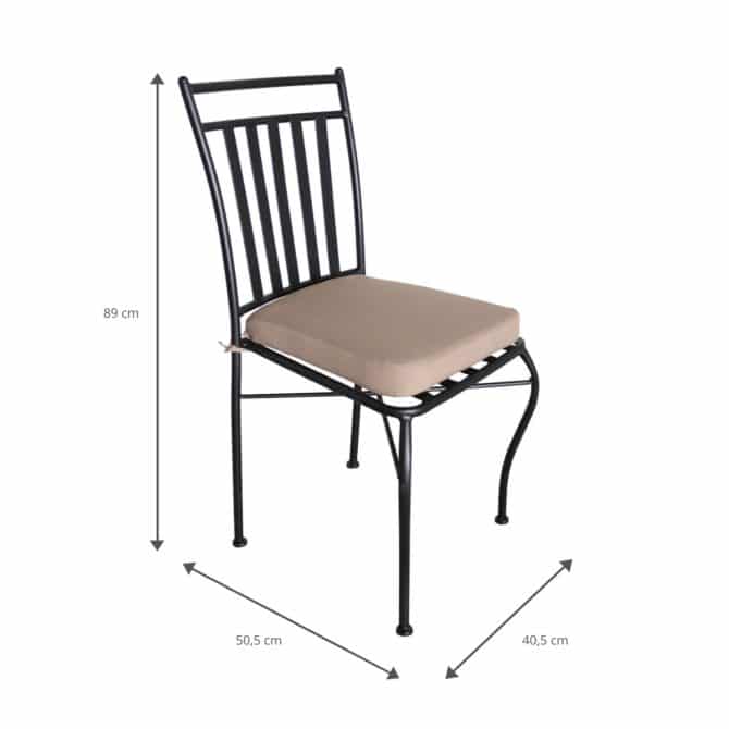 Silla de Jardín Chillvert Tivoli Acero 40,5x50,5x89 cm Apilable Negra con Cojín - Imagen 4