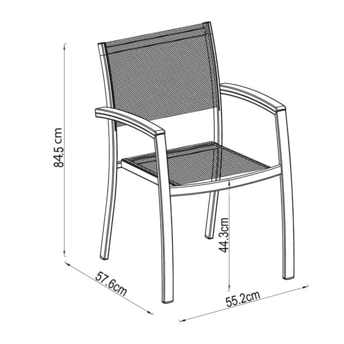 Silla de Jardín Chillvert Bérgamo Aluminio 57x55x84 cm Gris Apilable - Imagen 4