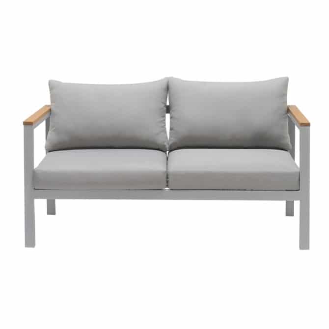 Conjunto de Jardín Chillvert Bérgamo Aluminio y Madera 1 Sofá + 2 Sillones + 1 Mesa Gris con Cojines - Imagen 2