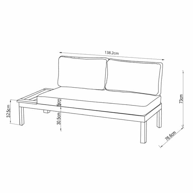 Sofá de Jardín 2 Plazas Chillvert Bérgamo Aluminio 138,2x76,6x73 cm Gris con Mesa Incorporada y Cojines - Imagen 4