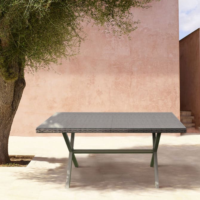 Mesa de Jardín con Cristal Chillvert Varenna 160x90x73 cm de Acero y Ratán Sintético - Imagen 2