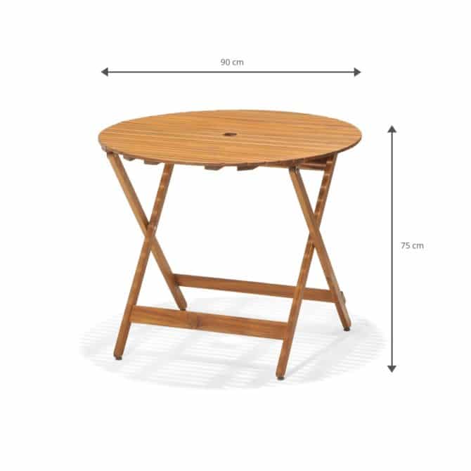 Mesa de Jardín Chillvert Redonda Plegable Madera Diámetro 90 cm - Imagen 2