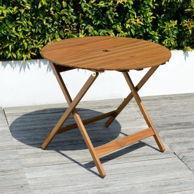 Mesa de Jardín Chillvert Redonda Plegable Madera Diámetro 90 cm - Imagen 4