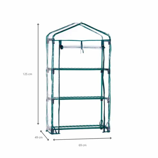 Invernadero PVC Gardiun Leaf I 49x69x125 cm Recubrimiento en Polietileno con 3 Estantes | Baldas  y Suelo - Imagen 4