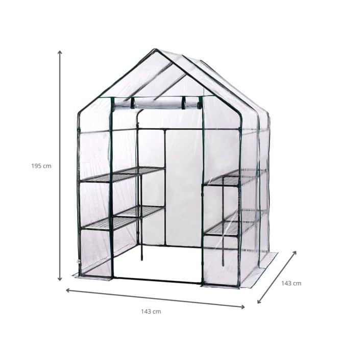 Invernadero PVC Gardiun Doble Leaf 143x143x195 cm 4 Estantes Dobles - Imagen 4