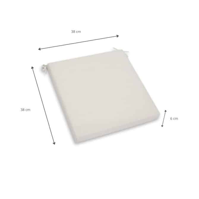 Cojin para Silla Chillvert Javea Cuadrado 38x38x6 cm Blanco Crudo Desenfundable - Imagen 4