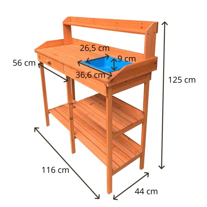 Mesa de Jardinería Gardiun Kalvin 44x116x125 cm Madera Natural - Imagen 4