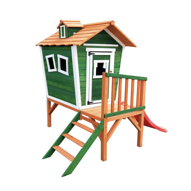 Casita Infantil de Madera Outdoor Toys Niké 2,21 m² de 175x131x205 cm con Porche, Escalera y Tobogán - Imagen 3