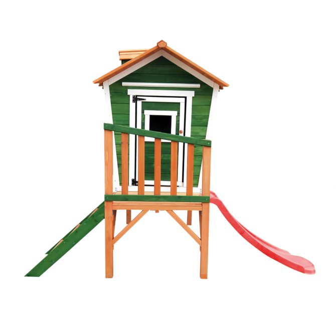 Casita Infantil de Madera Outdoor Toys Niké 2,21 m² de 175x131x205 cm con Porche, Escalera y Tobogán - Imagen 5