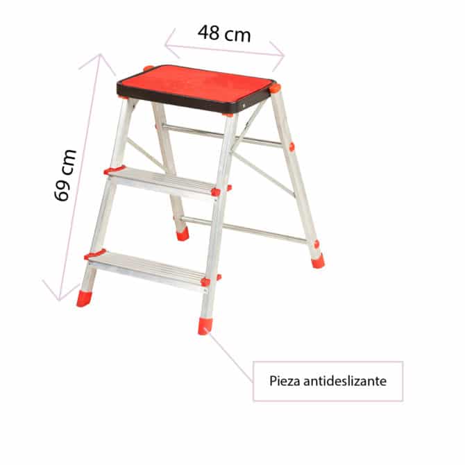 Taburete Escalera de Acero 3 Peldaños CATTERHOUSE Altura Máxima Trabajo 266 cm Plegable con Plataforma - Imagen 4