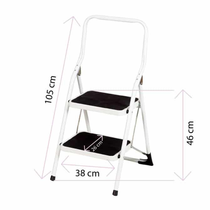 Taburete Escalera de Acero 2 Peldaños CATTERHOUSE Altura Máxima de Trabajo 246 cm Plegable con Barandilla - Imagen 4