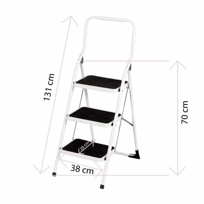 Taburete Escalera de Acero 3 Peldaños CATTERHOUSE Altura Máxima de Trabajo 270 cm Plegable con Barandilla - Imagen 4