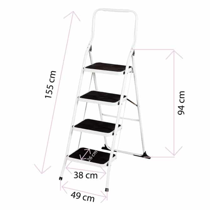 Taburete Escalera de Acero 4 Peldaños CATTERHOUSE Altura Máxima de Trabajo 294 cm Plegable con Barandilla - Imagen 4