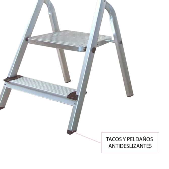 Escalera de Aluminio 2 Peldaños CATTERHOUSE Altura Máxima de Trabajo 239 cm Plegable con Barandilla - Imagen 3