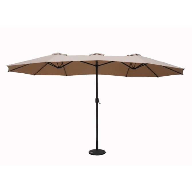 Parasol Doble de Jardín Acero Chillvert Varenna 460x270x280 cm Antracita y Marrón Claro