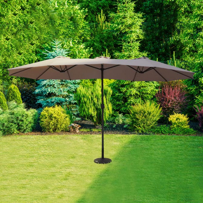 Parasol Doble de Jardín Acero Chillvert Varenna 460x270x280 cm Antracita y Marrón Claro - Imagen 5