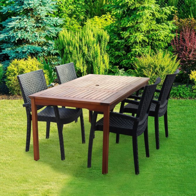 Mesa de Jardín Chillvert Nápoles Madera 150x90,5x75,1 cm Marrón - Imagen 2