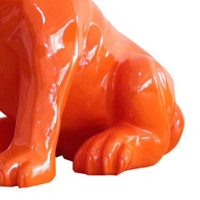 Figura Bulldog Kuatéh Khal 40x23x34 cm laranja sentada - Image 3