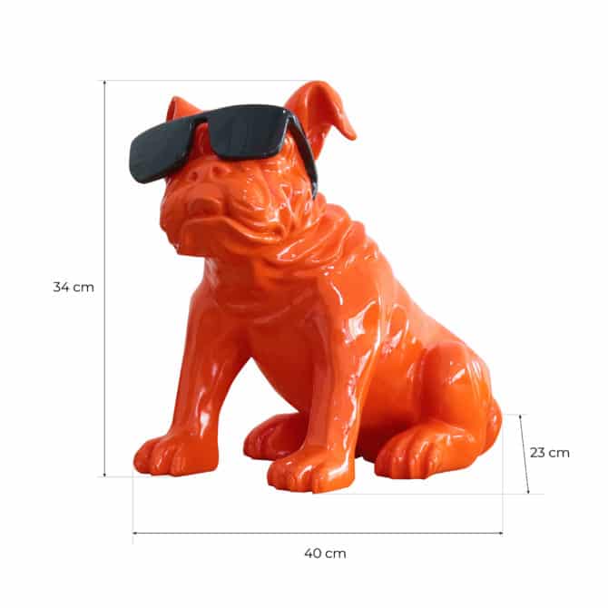 Figura Bulldog Kuatéh Khal 40x23x34 cm laranja sentada - Image 4