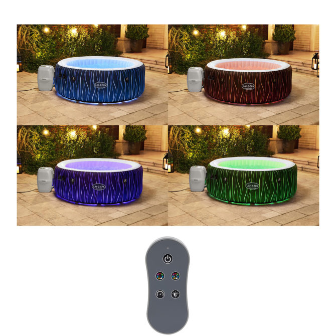 Spa Hinchable Bestway Lay-Z-Spa Holywood 196x66 cm para 6 Personas con Airjet, Luz LED, Cobertor, Almohadas y Mando a Distancia - Imagen 3