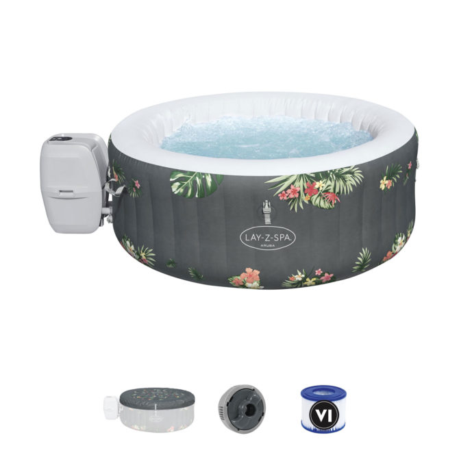 Spa Hinchable Bestway Lay-Z-Spa Aruba 170x66cm para 3 Personas con Airjet y Cobertor