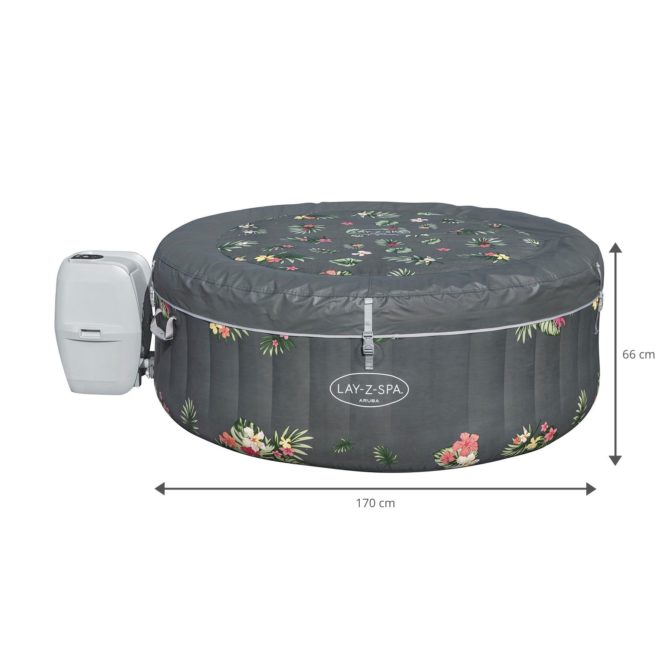 Spa Hinchable Bestway Lay-Z-Spa Aruba 170x66cm para 3 Personas con Airjet y Cobertor - Imagen 4