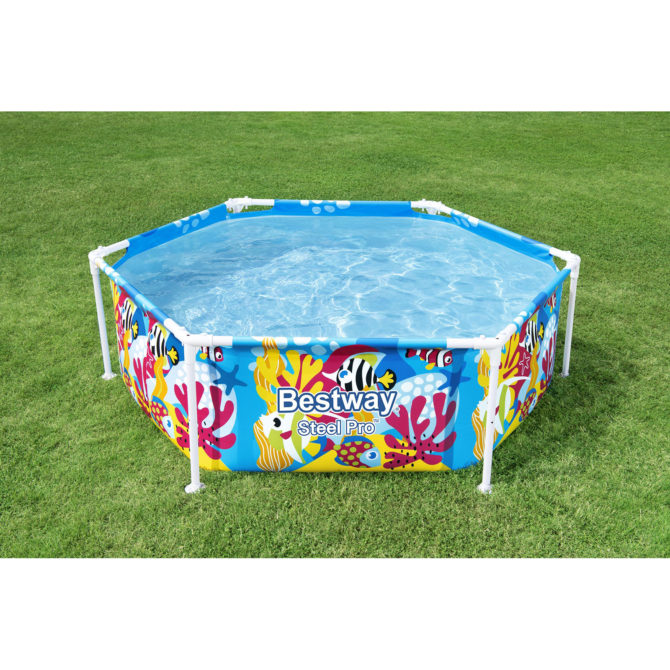 Piscina Hinchable Autoportante Infantil Bestway Steel Pro Splash-in-Shade 183x51 cm Cúpula Parasol Diseño Animales Marinos Edad Mayores de 3 Años - Imagen 2