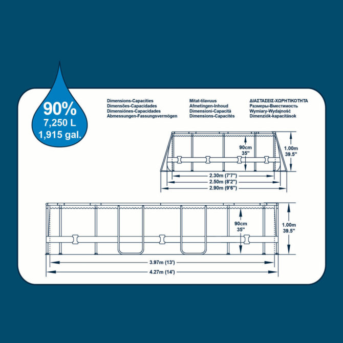 Piscina Desmontable Tubular Bestway Power Steel Diseño Piedra 427x250x100 cm Depuradora Cartucho de 2.006 L/H Cobertor y Escalera - Imagen 4