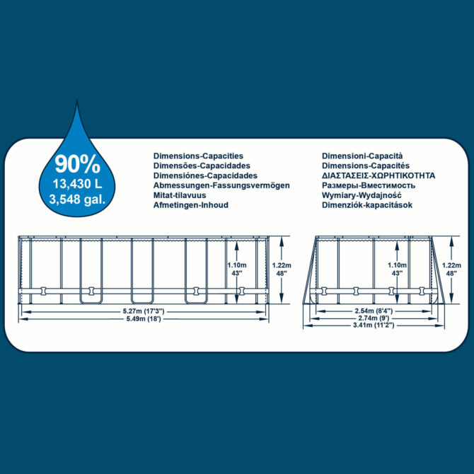 Piscina Desmontable Tubular Bestway Power Steel Diseño Piedra 549x274x122 cm Depuradora Cartucho 5.678 L/H Cobertor y Escalera - Imagen 4