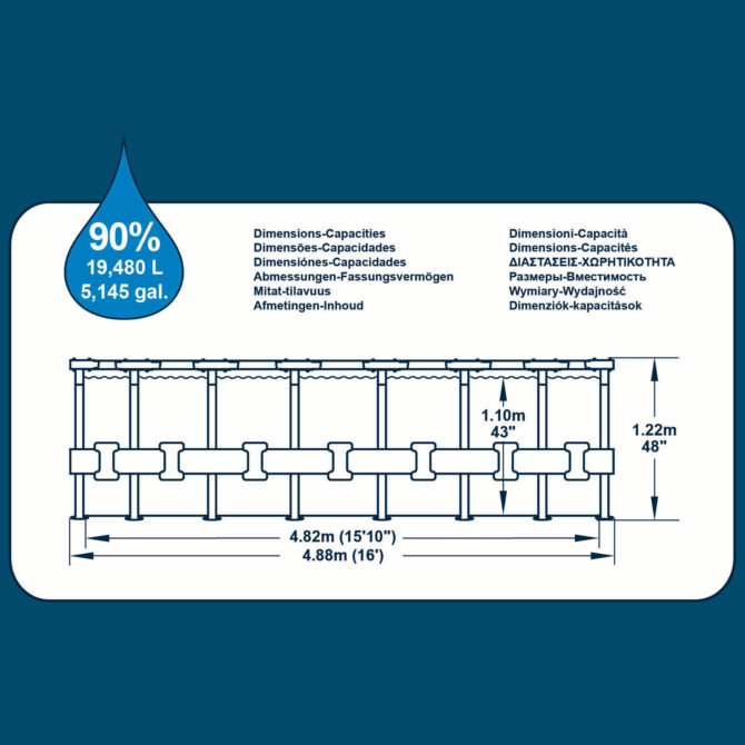 Piscina Desmontable Tubular Bestway Power Steel Diseño Madera 488x122 cm Depuradora Cartucho 5.678 L/H Cobertor y Escalera - Imagen 4