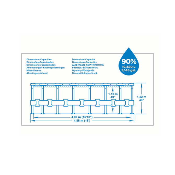 Piscina Desmontable Tubular Bestway Steel Pro Max Diseño Piedra Ø488x122 cm Depuradora Cartucho 5.678 L/H Cobertor y Escalera - Imagen 2