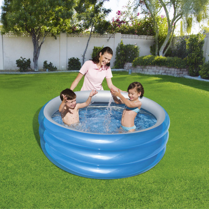 Piscina Hinchable Autoportante Infantil Bestway 150×53 cm Diseño Big Metallic 3-Ring Pool Edad Mayores de 6 Años - Imagen 2