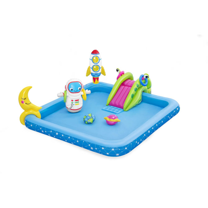 Piscina Hinchable Autoportante Infantil Bestway 228x206x84 cm Tobogán, Cohete y Luna Diseño Pequeño Astronauta Edad Mayores de 2 Años