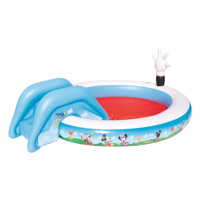 Piscina Hinchable Autoportante Infantil Bestway 231x165x79 cm Tobogán y Chorro de Agua Diseño Mickey Edad Mayores de 3 Años