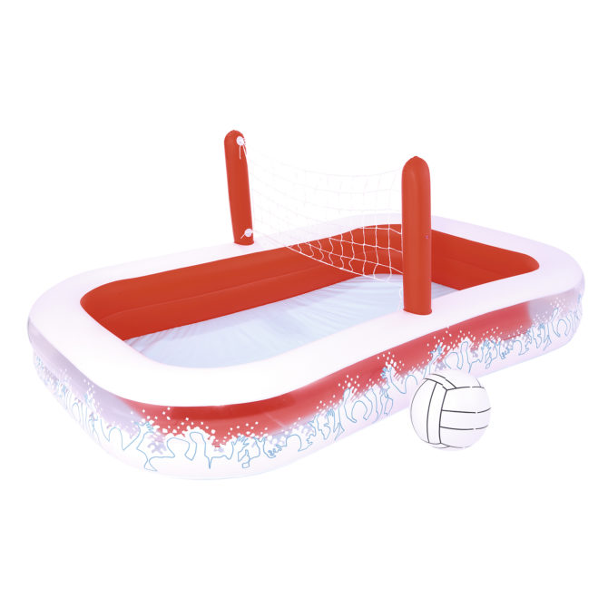 Piscina Hinchable Autoportante Infantil Bestway 251x168x97 cm Red y Pelota Diseño Voleibol Edad Mayores de 3 Años