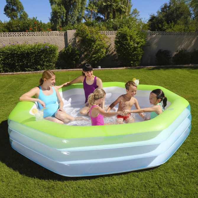 Piscina Hinchable Autoportante Infantil Bestway 250x250x51 cm 4 Posavasos Diseño Deluxe Octagon Family Rápida Instalación - Imagen 4