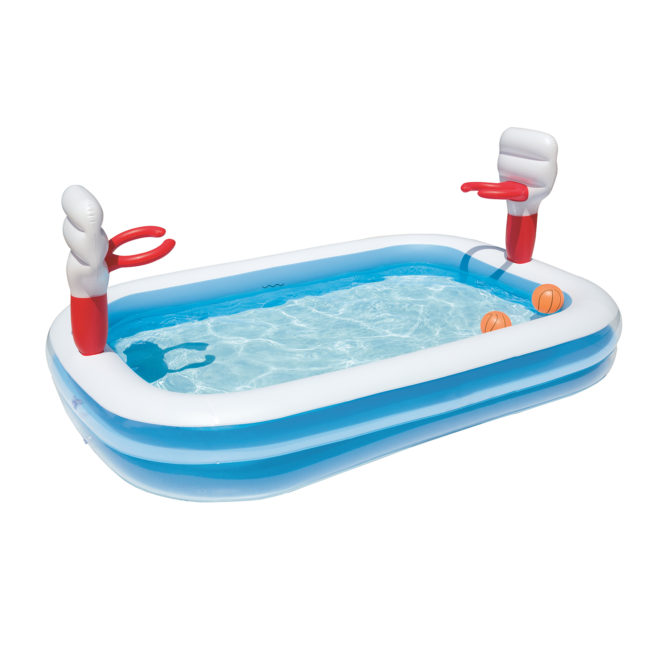 Piscina Hinchable Autoportante Infantil Bestway 254x168x102 cm 2 Pelotas y 2 Canastas Diseño Baloncesto Edad Mayores de 3 Años