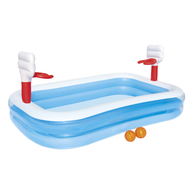 Piscina Hinchable Autoportante Infantil Bestway 254x168x102 cm 2 Pelotas y 2 Canastas Diseño Baloncesto Edad Mayores de 3 Años - Imagen 3