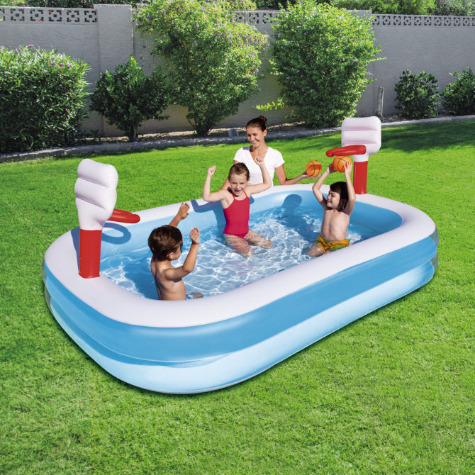 Piscina Hinchable Autoportante Infantil Bestway 254x168x102 cm 2 Pelotas y 2 Canastas Diseño Baloncesto Edad Mayores de 3 Años - Imagen 2