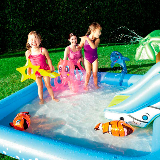 Piscina Hinchable Autoportante Infantil Bestway 239x206x86 cm Tobogán, Pulpo y Delfín Diseño Acuario Edad Mayores de 2 Años - Imagen 3