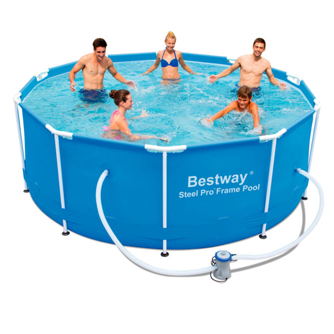 Piscina Desmontable Tubular Bestway Steel Pro 305x100 cm Depuradora de Cartucho de 1.249 L/H