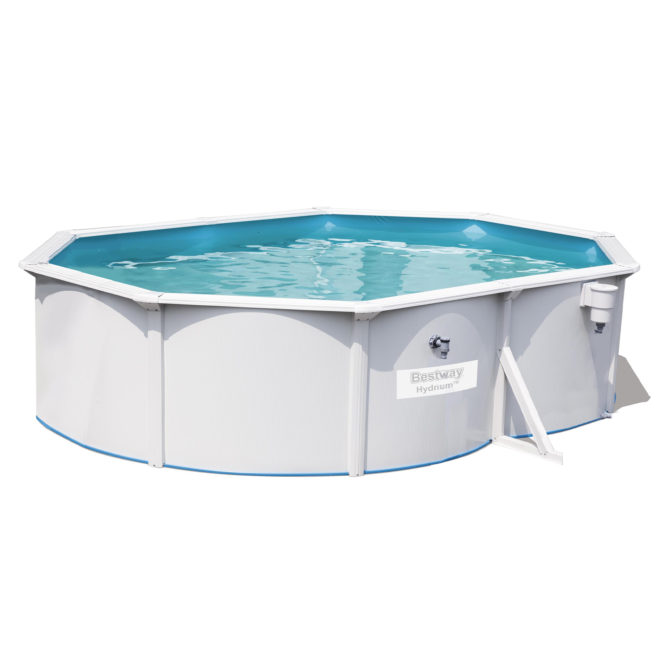 Piscina Desmontable de Acero Bestway Ovalada con Depuradora Arena 500x360x120 cm Hydrium Con Escalera y Tapiz de Suelo