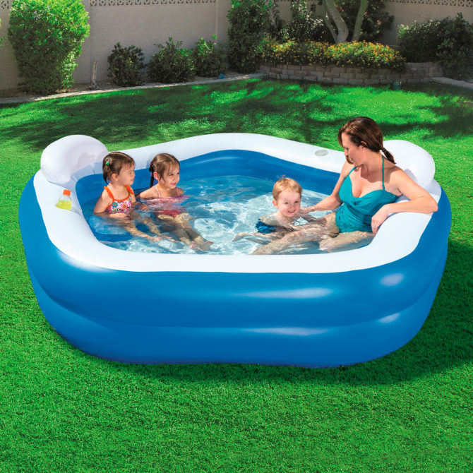 Piscina Hinchable Autoportante Infantil Bestway 213x207x69 cm 2 Posavasos, Cojines y Reposacabezas Diseño Family Fun Rápida Instalación - Imagen 2