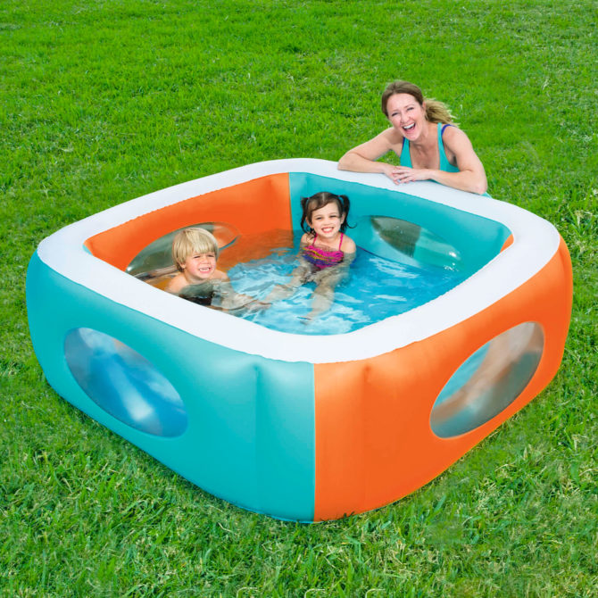 Piscina Hinchable Autoportante Infantil Bestway 168x56 cm Escotillas Laterales Azul y Naranja Diseño Window Rápida Instalación - Imagen 2