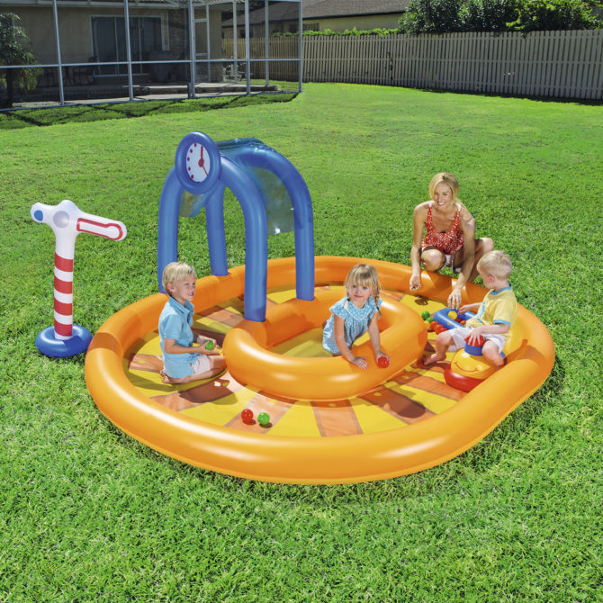 Piscina Hinchable Autoportante Infantil Bestway 285x224x119 cm 10 Bolas, Túnel y Señales Diseño Tren Edad Mayores de 2 Años - Imagen 2