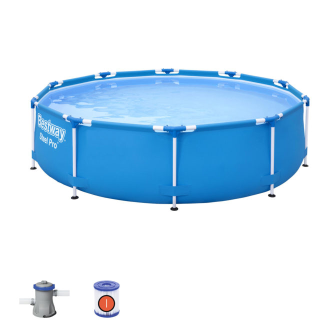 Piscina Desmontable Tubular Bestway Steel Pro 305x76 cm Depuradora de Cartucho de 1.249 L/H