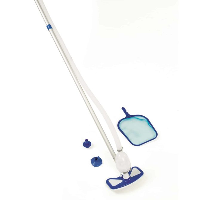 Kit Limpieza Piscina AquaClean Bestway con Pertiga, Manguera y Recogehojas 279 cm