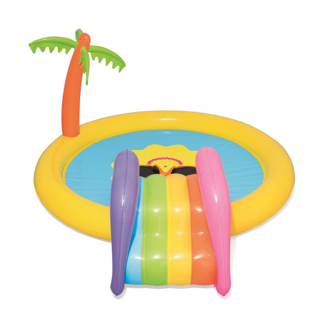 Piscina Hinchable Autoportante Infantil Bestway 262x157x46 cm Tobogán y Palmera Diseño Sunnyland Splash Play Edad Mayores de 2 Años - Imagen 3